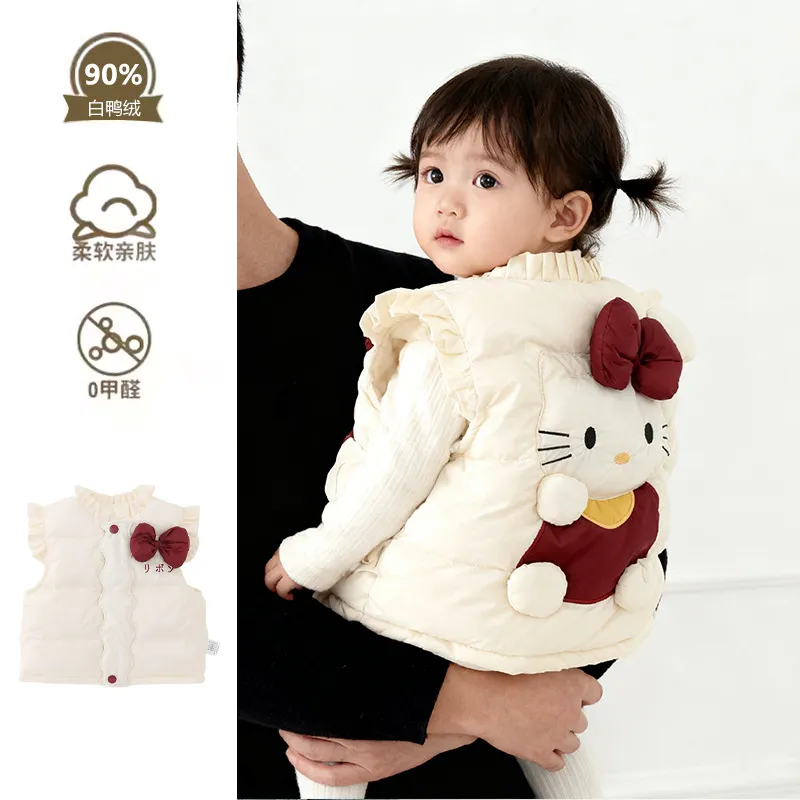 [鸣爬]婴儿洋气羽绒马甲冬季女童白鸭绒无袖外套女宝宝轻薄羽绒服