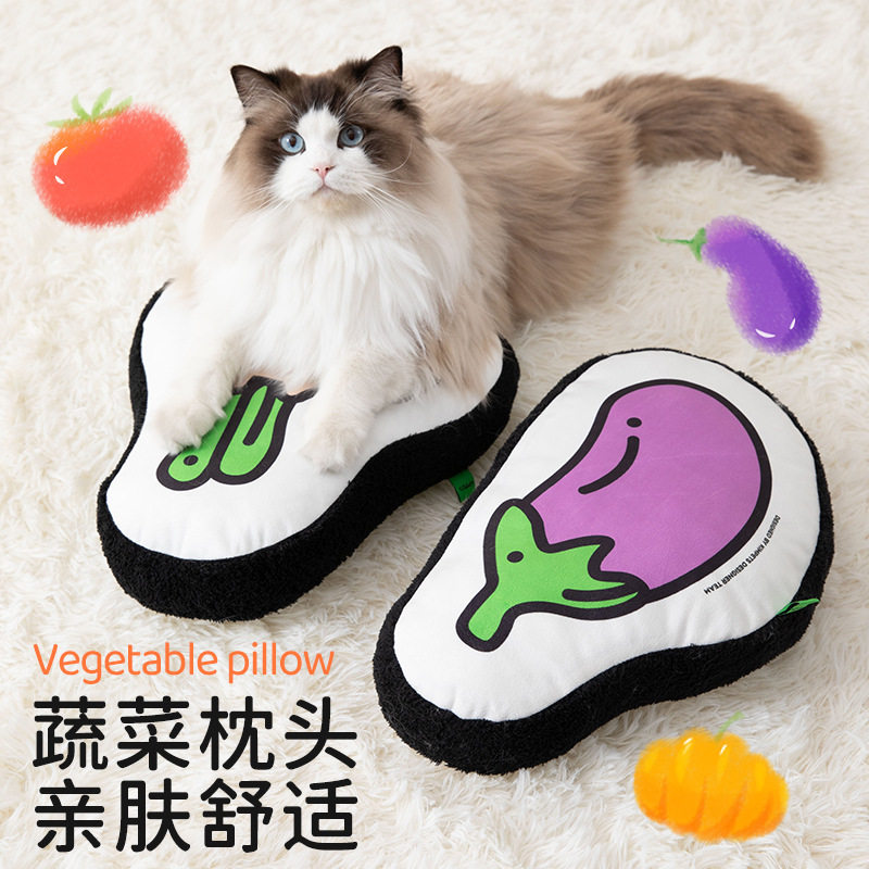 日本创意蔬菜水果宠物睡觉枕头夏防咬可水洗陪睡玩具猫咪狗狗抱枕