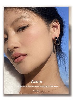 欧美复古宫廷风黑色宝石耳环女气质高级感小众设计轻奢个性耳饰