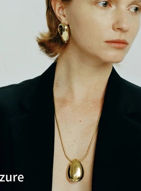 北欧出口极简个性复古夸张小众金属设计气质大水滴吊坠长款项链女