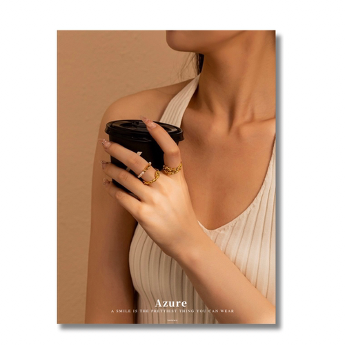 欧美复古法式编织戒指女18k镀金铜金属圆圈小众高级感ins潮简约风