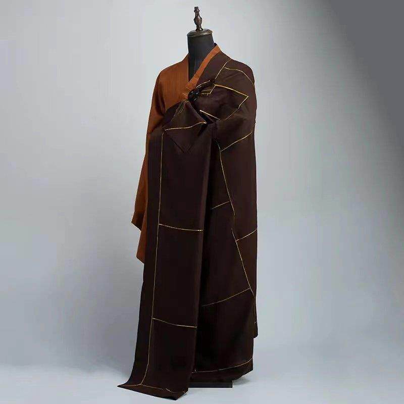 新款僧衣袈裟金边法衣七忏衣红色和尚衣服男女五衣僧服法师四季祖