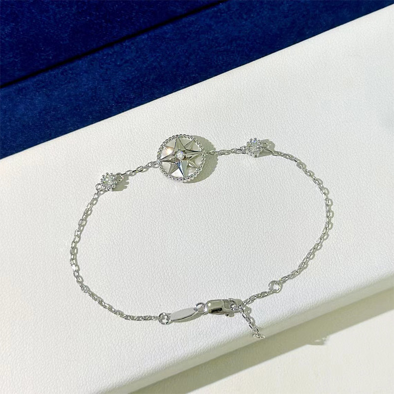 奥米迪奥八芒星罗盘手链幸运银色镶钻款好运可叠戴显白手镯时尚