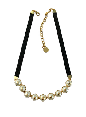 奥米迪奥皇冠珍珠黑色颈带欧美