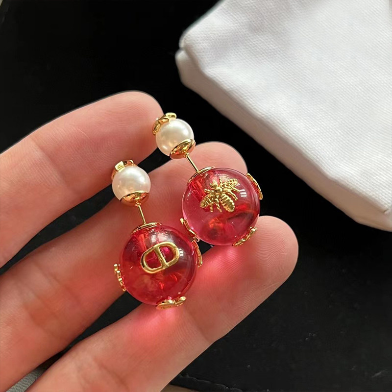 奥米迪奥大小珍珠糖果色新年耳饰
