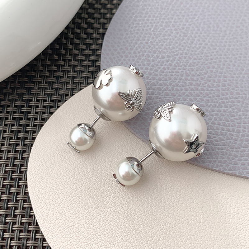 奥米迪奥银色蜜蜂星星珍珠耳钉