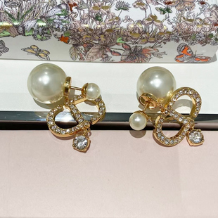 奥米迪奥镶钻珍珠耳钉女吊坠单钻耳饰时尚百搭轻奢高级感耳环新款