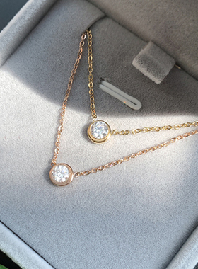 奥米迪奥单钻18k玫瑰金项链彩金