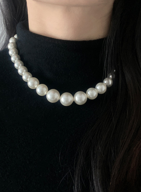 奥米迪奥渐变大小珍珠项链大点位