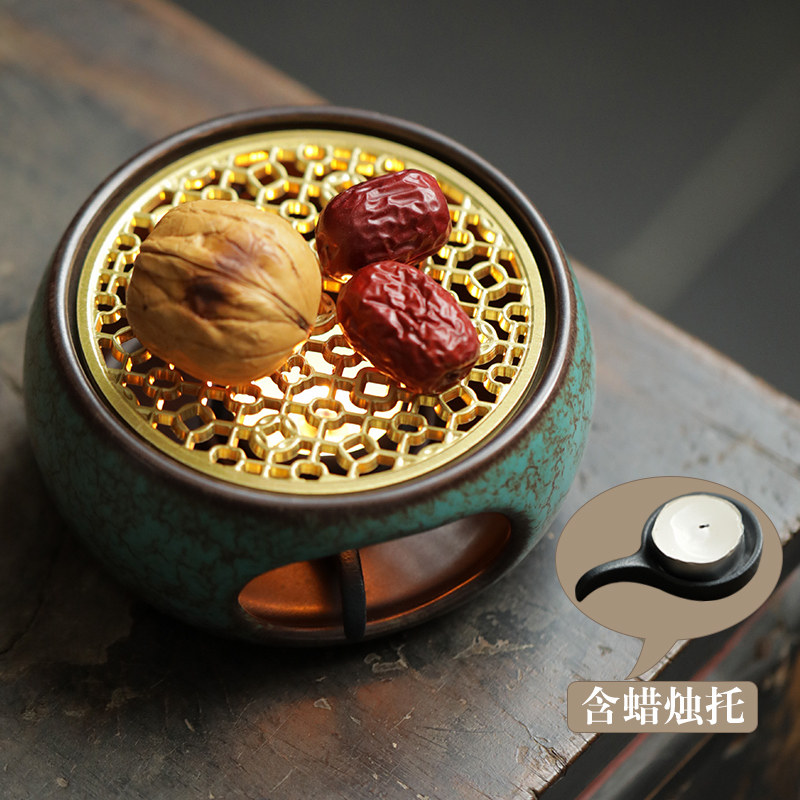 温茶炉底座黄铜面板 围炉煮茶炉套装 耐高温温茶器 汉君侧把壶温