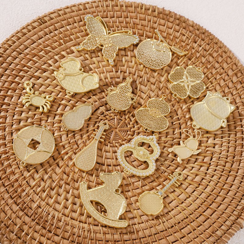 正版小马宋锦底胚压襟项链挂件底托胸针发夹首饰品手工diy材P-14图片