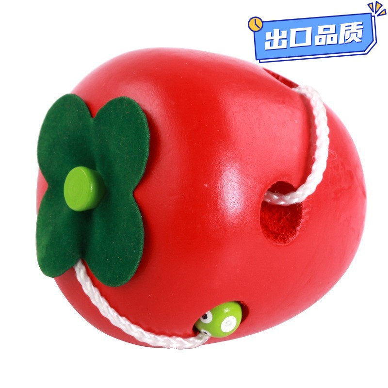 木制儿童早教益智玩具 穿线毛毛虫吃苹果 婴幼儿智力动手能力CE13