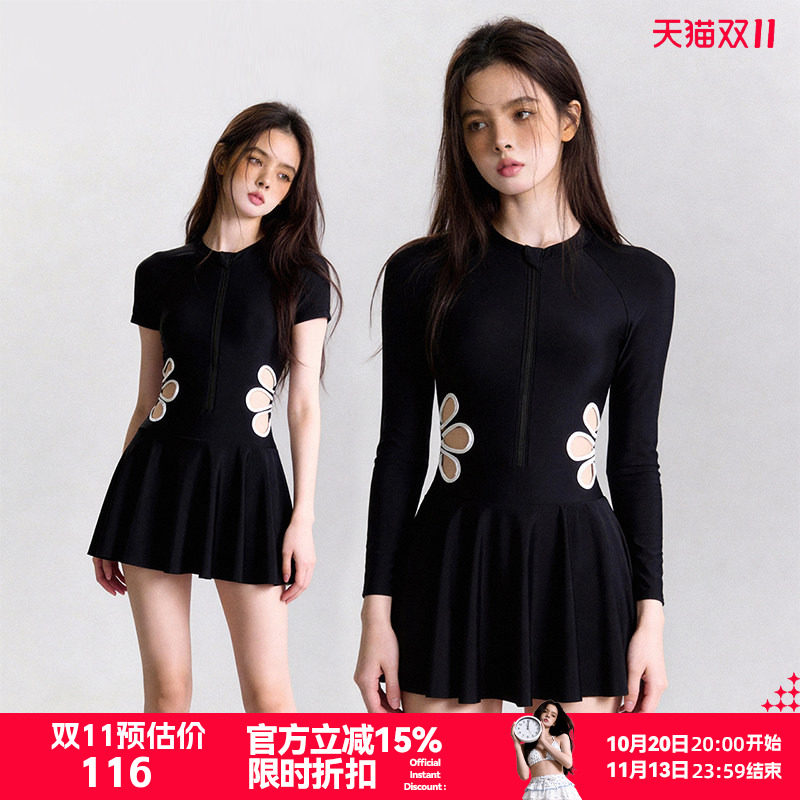 breezeholiday连体泳衣女水上乐园小胸遮肚子显瘦度假温泉泳装