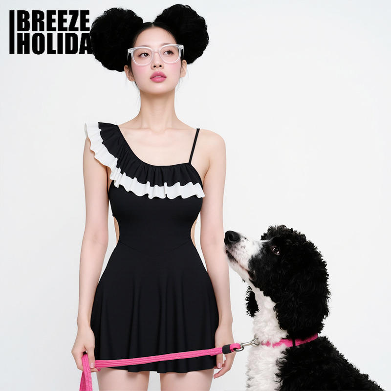 breezeholiday连体泳衣女2025新款修身遮肉显瘦度假高级感泳装