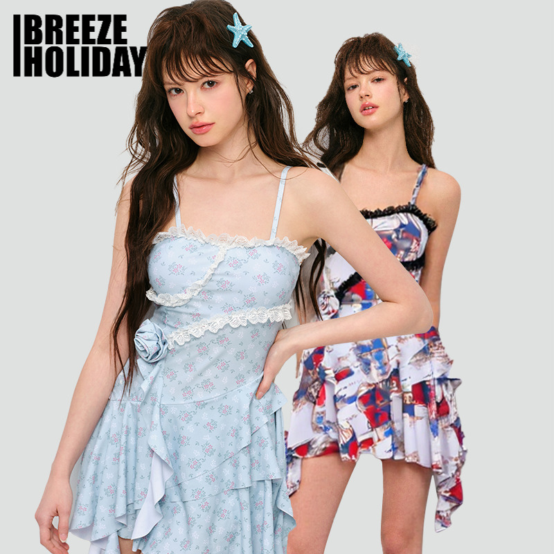 breezeholiday分体平角两件套泳衣女修身遮肉显瘦度假泡温泉泳装