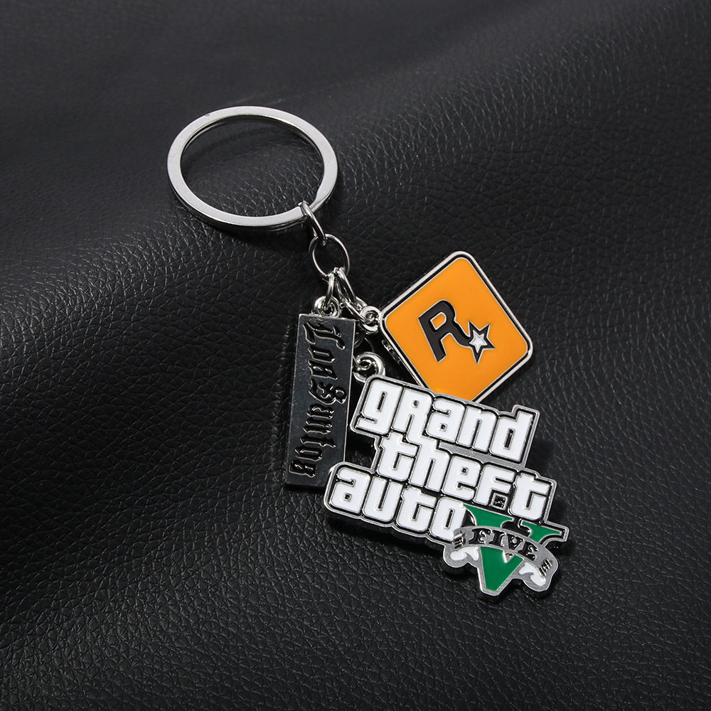 GTA6钥匙扣 侠盗飞车5标志R星LOGO吊坠罪恶都市汽车挂件游戏周边
