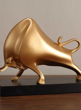 轻奢牛摆件牛气冲天家居饰品电视柜办公室摆设乔迁开业送礼盒刻字