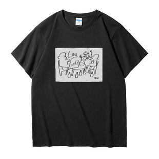 流浪诗人布考斯基文艺热爱生活印花短袖T恤衫个性时尚潮