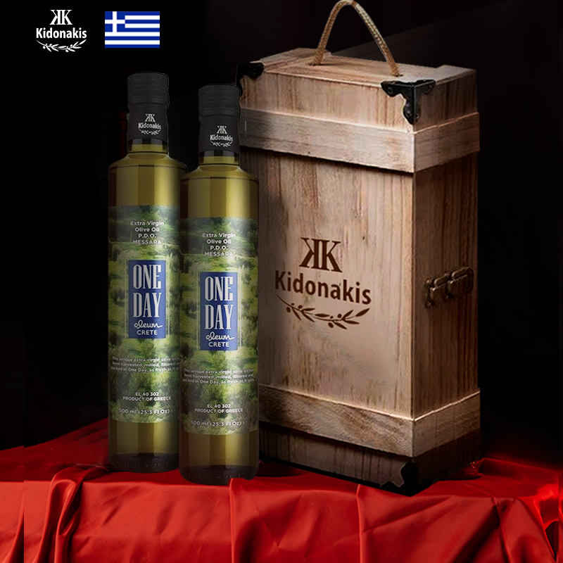 kidonakis原装进口高端冷榨特级初榨橄榄油500ml*2瓶公司团购礼盒