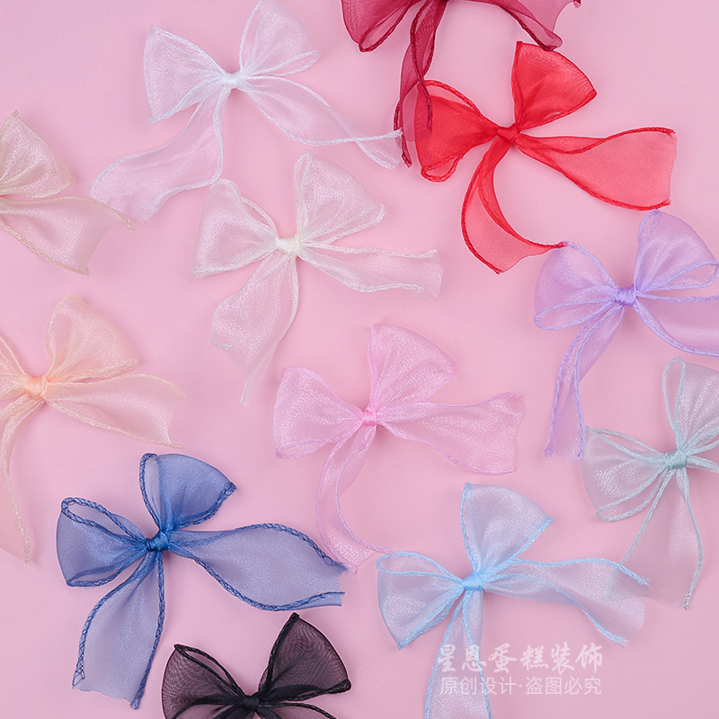 燕尾蝴蝶结丝带成品含点胶生日甜品台蛋糕装饰配件烘焙用品5个
