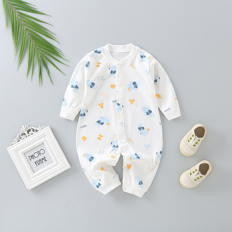 BABY AUTUMN CLOTHES BABY ONE-PIECE ROMPER COTTON LONG-SLEEVED AUTUMN HOME CLOTHES 0-3 YEARS OLD CHILDRENS LONG-SLEEVED ROMPER