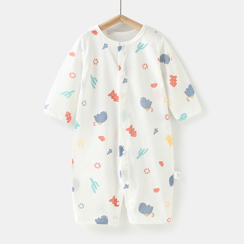 BABY ONE-PIECE SUMMER THIN LONG SLEEVE NEWBORN HAYI BABY COTTON PAJAMAS AIR CONDITIONING CLOTHES SUMMER CLOTHES