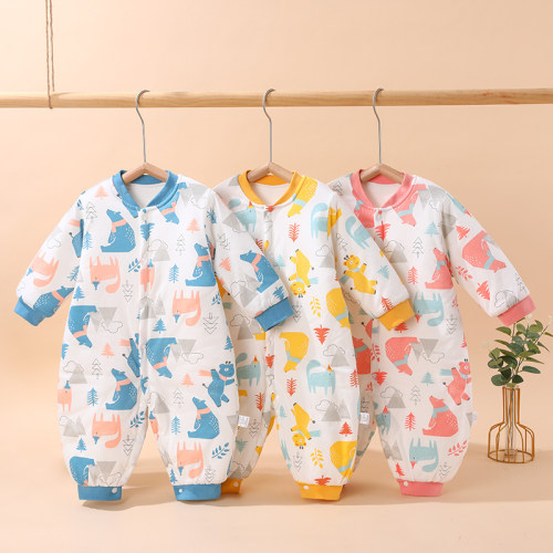 拼图猫对开连体衣棉衣冬季