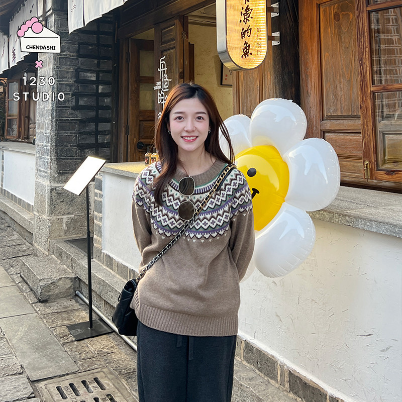 陈大事1230复古费尔岛羊毛毛衣