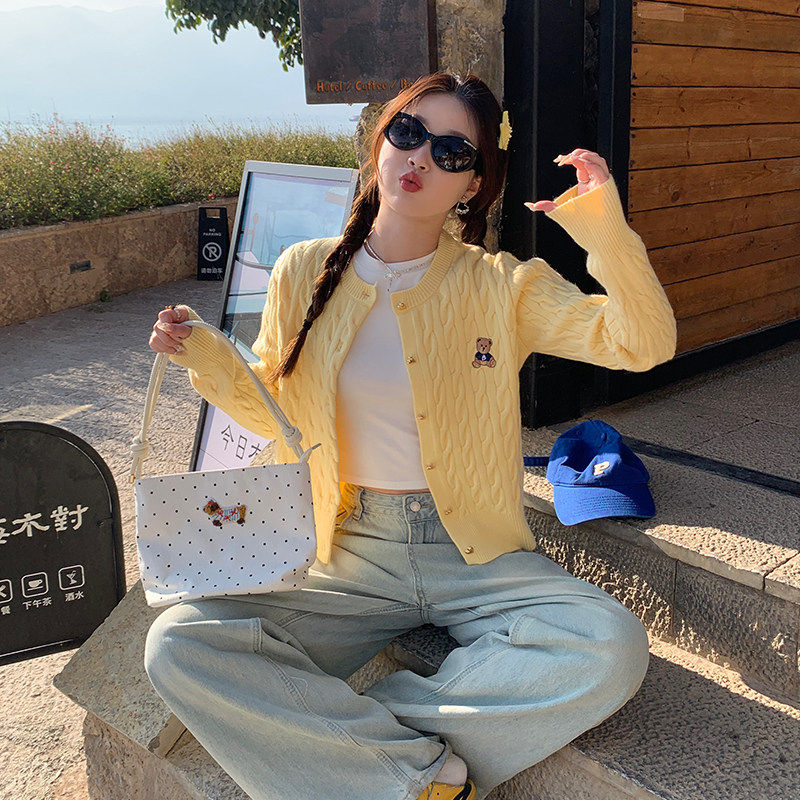 灰色针织开衫外套女2026