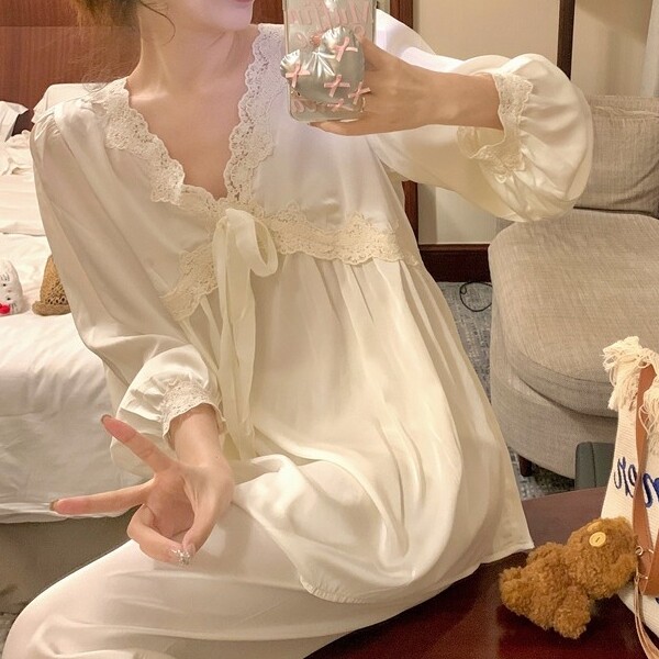 冰丝睡衣女春秋季韩版公