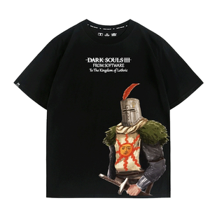 黑暗之魂三太阳骑士主机游戏周边潮牌短袖T恤衫上衣夏季男士百搭