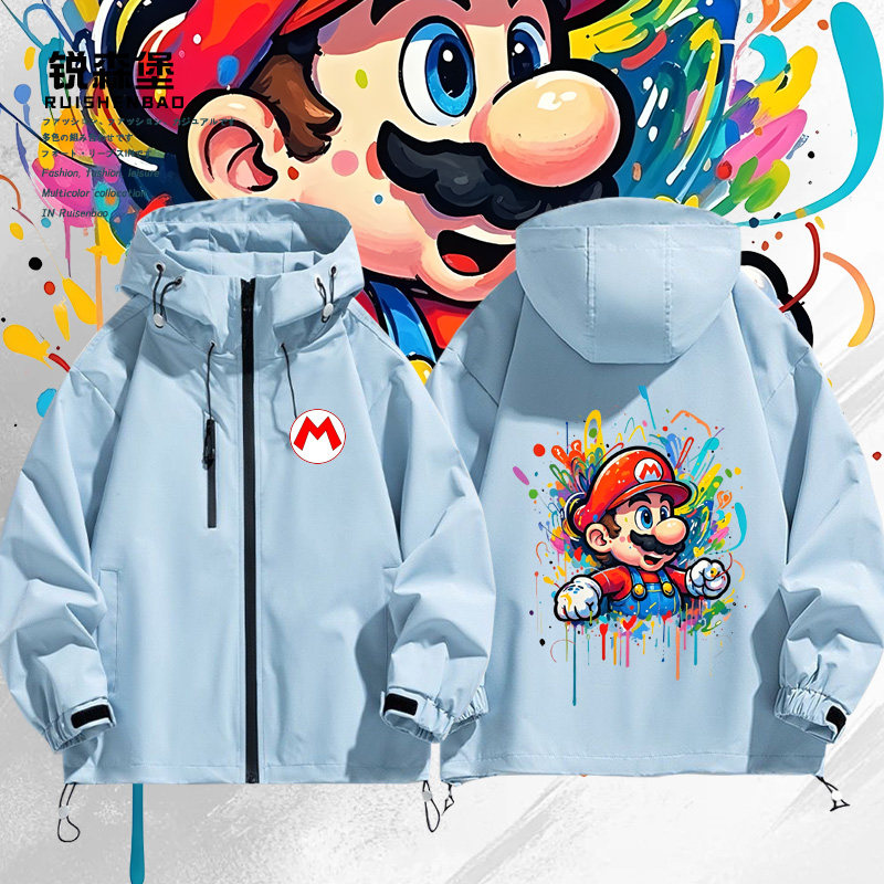 马里奥超级玛丽游戏童年经典夹克外套联名上衣春秋季男士宽松百搭