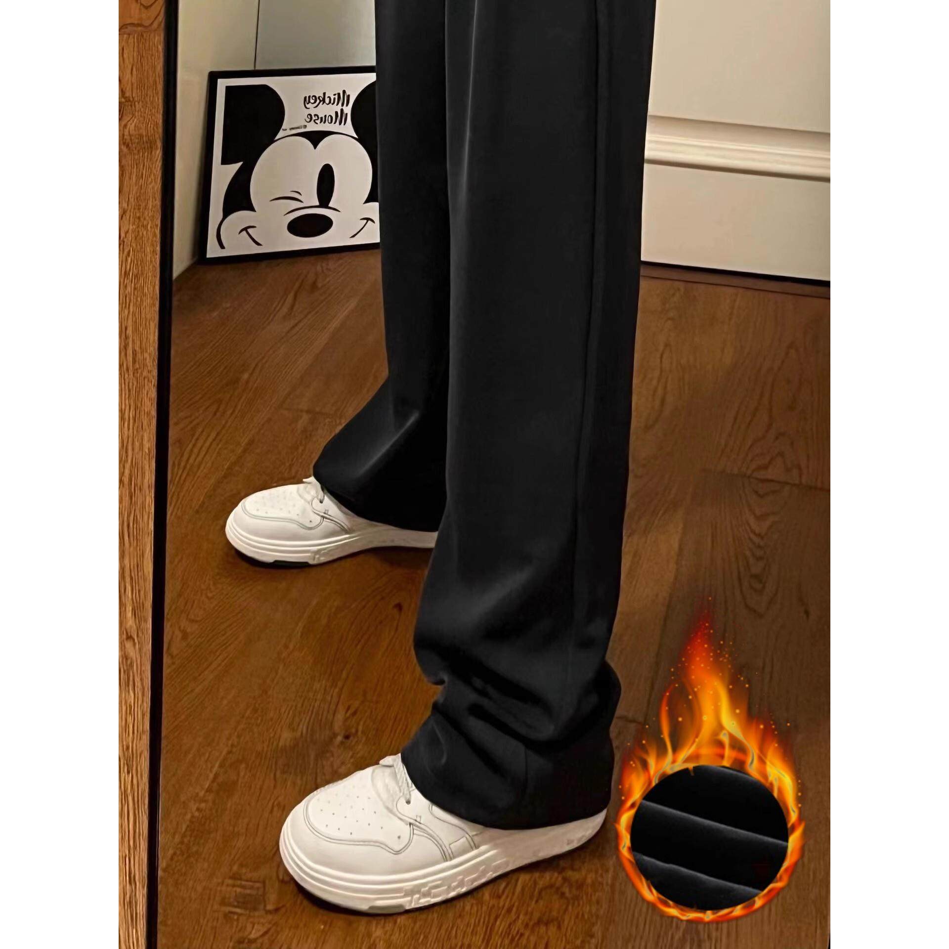 175高个子加长秋冬加绒直筒西装裤女高腰修身显瘦窄版阔腿拖地裤