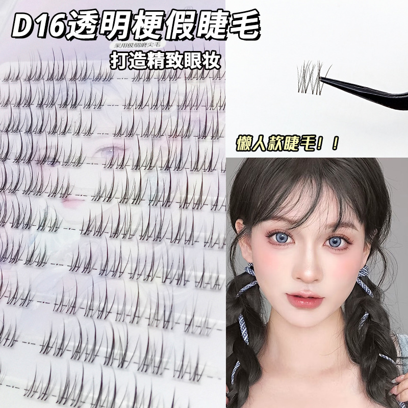 诗诺媚10排D16透明梗睫毛懒人大容量单簇分段式上镜自然款眼睫毛