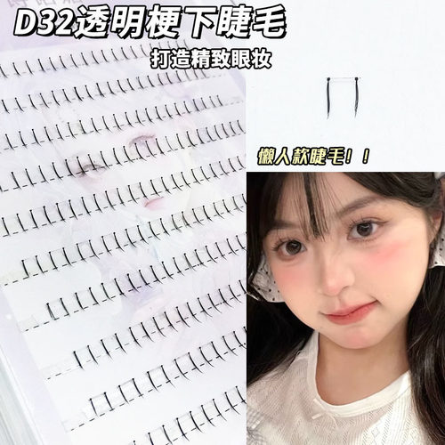 诗诺媚10排懒人款D32透明梗下睫毛大容量自然妈生单簇眼睫毛批发