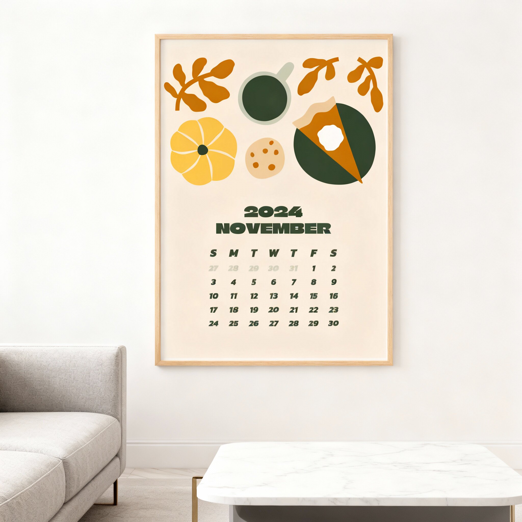 2024年11月卡通美食挂历装饰画