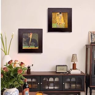 吻风法式中古装饰画复古小众餐厅卧室小挂画世界名画克里姆特