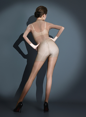 「912针大码300斤」马油912针丝滑连体丝袜带帽手指五脚趾连身袜