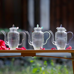 耐高温泡茶壶玻璃贵妃壶茶壶宋代绿茶专用泡茶器仿宋执壶中式茶具