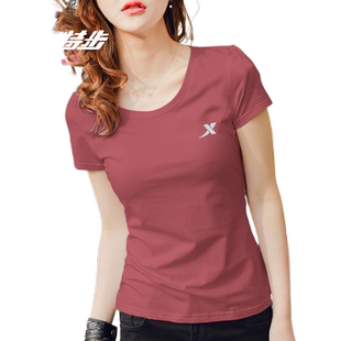 特步短袖t恤女2026夏季薄款透气速干休闲服正品显瘦上衣半袖女装