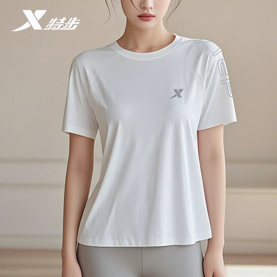 特步运动T恤女透气瑜伽上衣