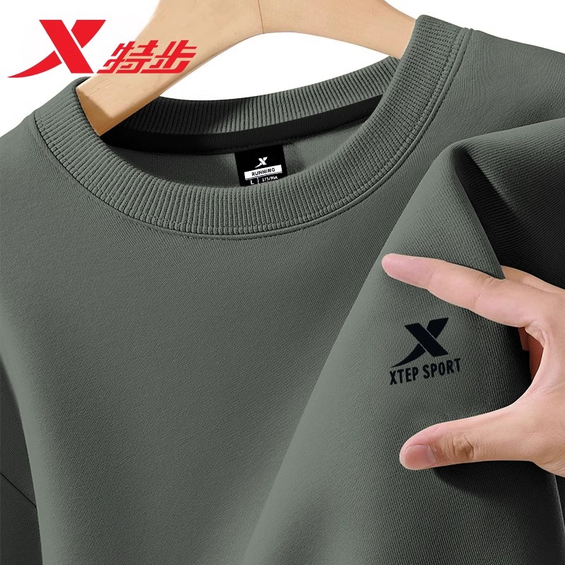 特步圆领卫衣男2025秋冬新款