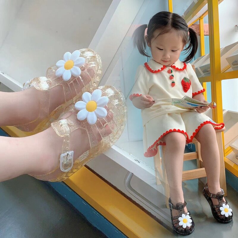 女童塑料凉鞋可下水儿童女孩夏季款可湿水踩水防滑宝宝水晶果冻鞋