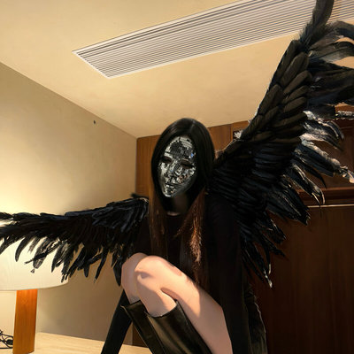 恶魔之翼天使翅膀特大加密真羽毛羽翼cos道具小众拍照出片神器女