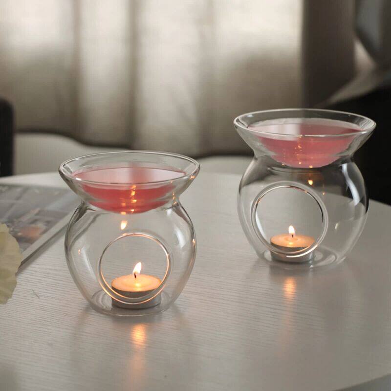 香薰灯精油灯浪漫卧室蜡烛家用玻璃薰香炉精油香粉沉香檀香香薰炉