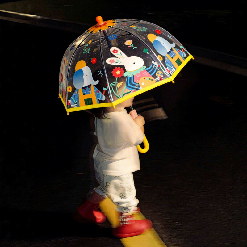 儿童雨伞男女宝宝透明雨伞中小童学生幼儿园长柄伞上学专用女孩