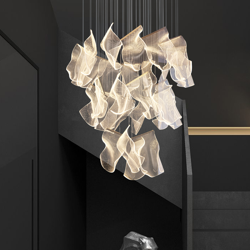 复式楼别墅大吊灯后现代简约轻奢客厅创意北欧loft楼梯餐厅艺术灯