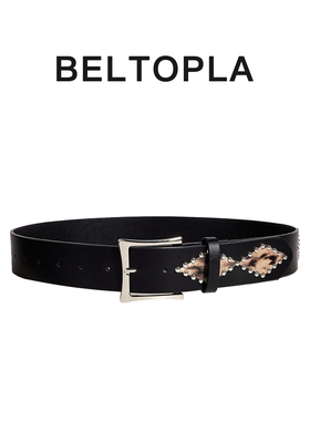 BELTOPLA设计感小众千禧辣妹腰带黑色菱形百搭皮带牛仔裤配饰裤带