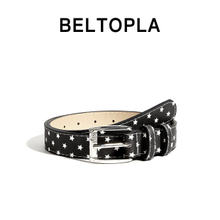BELTOPLA美式 带皮带潮 复古星星设计感针扣腰带男女百搭y2k牛仔裤