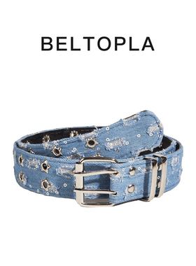 BELTOPLA原创设计感免打孔y2k辣妹腰带帆布五角星铆钉配饰皮带女